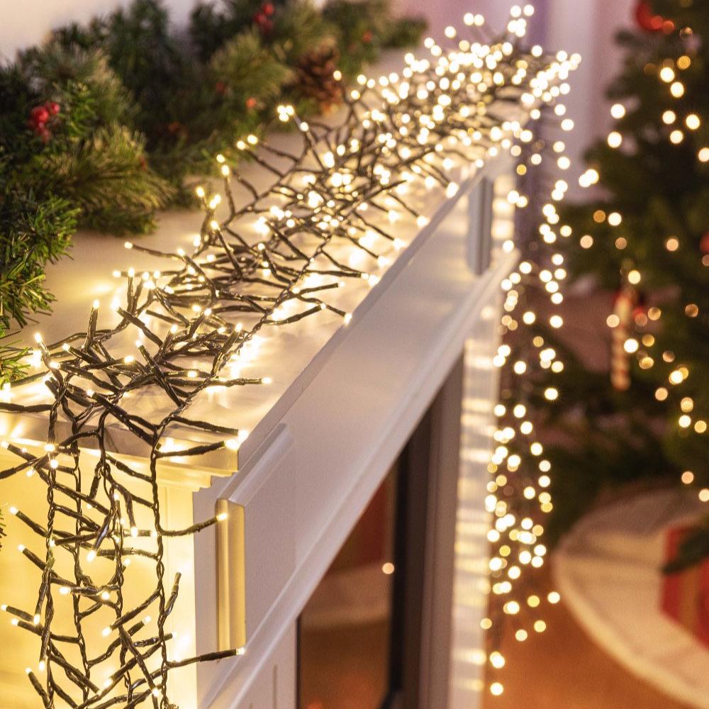 Battery Operated LED Cluster Lights - 200 LEDs, Multicolor or Warm White - Warm White V720-XL1517WW
