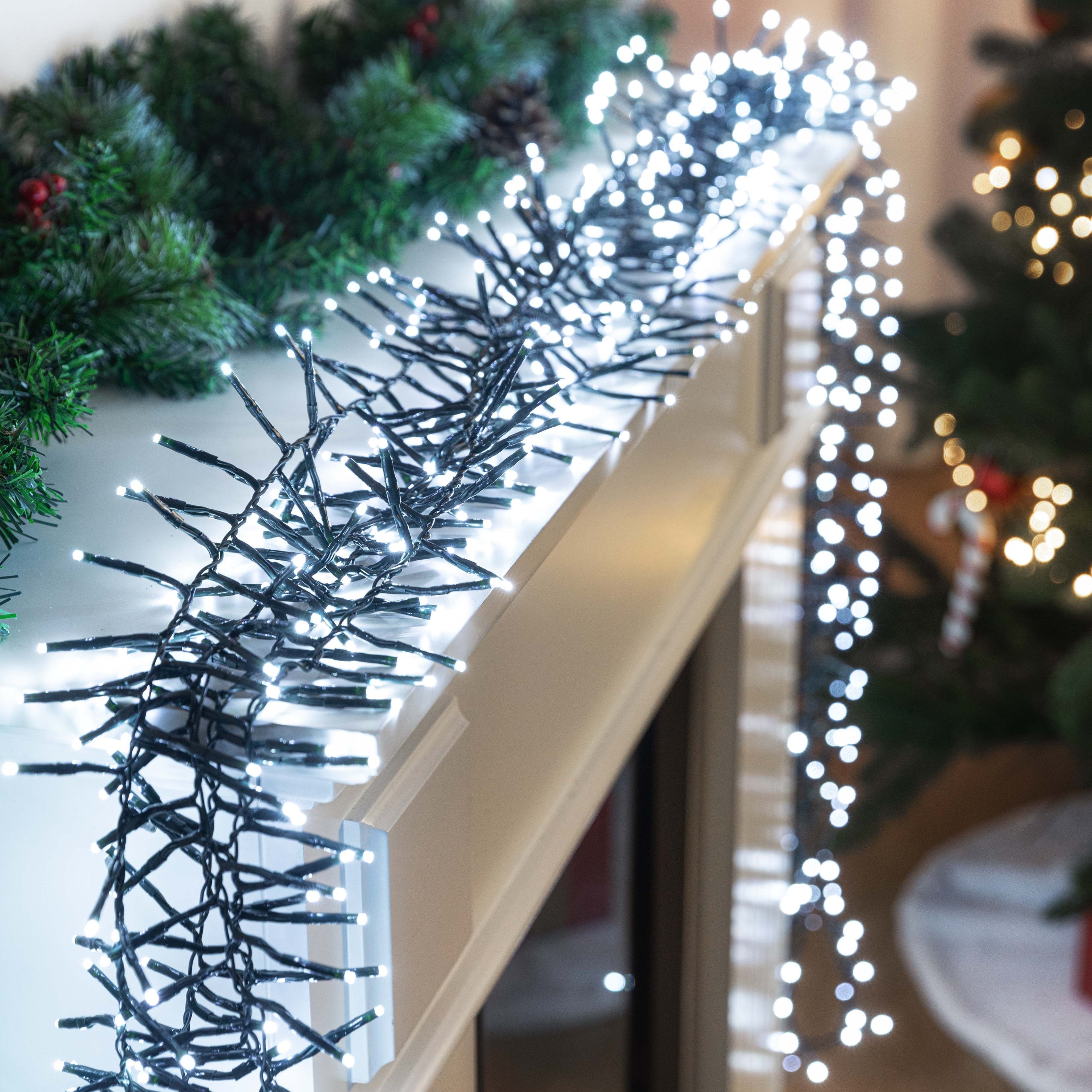 Battery Operated LED Cluster Lights - 200 LEDs, Multicolor or Warm White - Warm White V720-XL1517WW