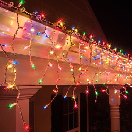 Battery Operated 300 LED Timer Icicle Lights - 11.8m x 48cm, available in 2 Colors - Multicolor V720-XL1521M
