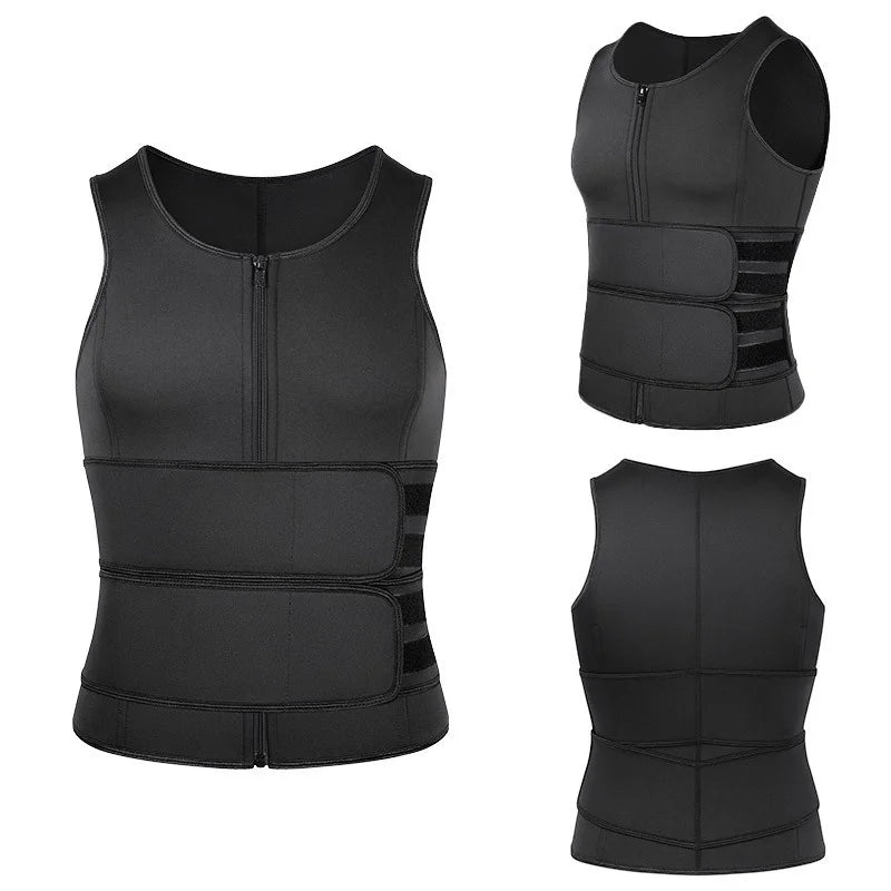 NNEOBA Body Shaper Waist Trainer Sauna Vest XXL Double Belt V728-1005005833407776-BLACK-TWO-BELT-XXL