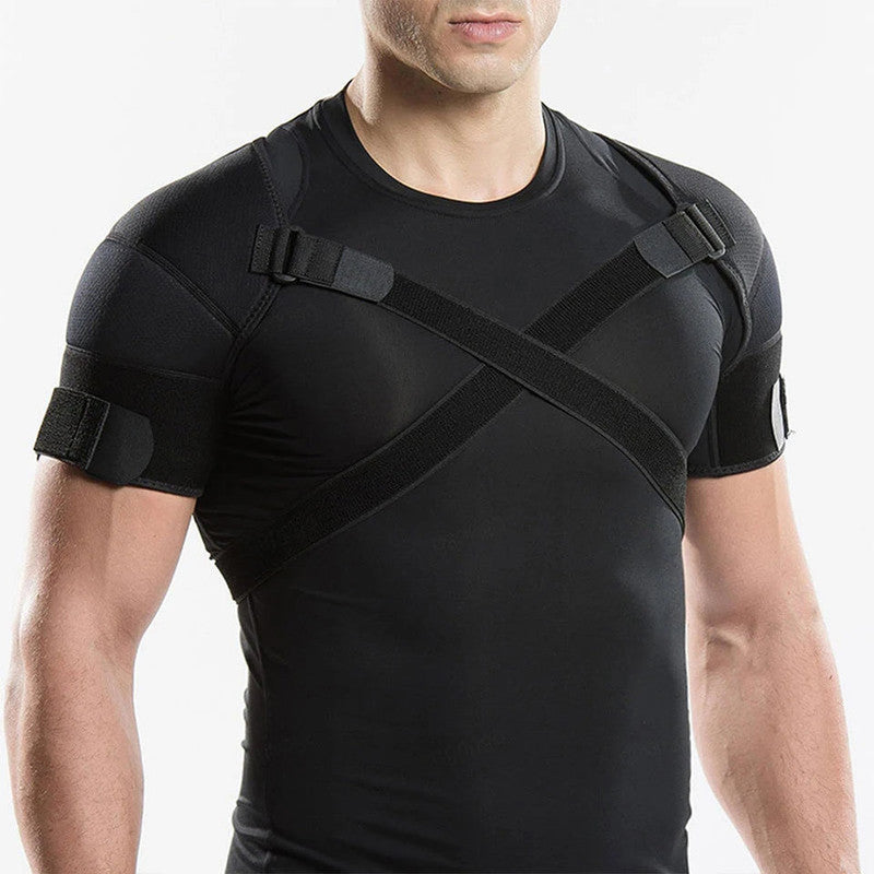 NNEOBA Double Shoulder Brace Wrap Neoprene Compression Sleeve V728-1005006834098718-BLACK-XXL-XXXL
