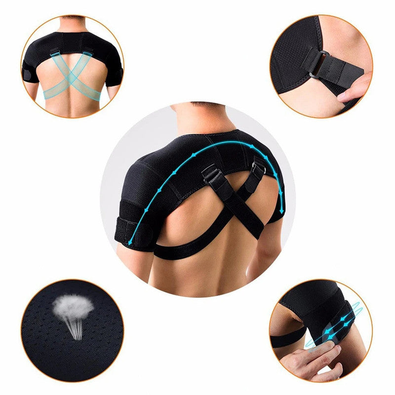 NNEOBA Double Shoulder Brace Wrap Neoprene Compression Sleeve V728-1005006834098718-BLACK-XXL-XXXL