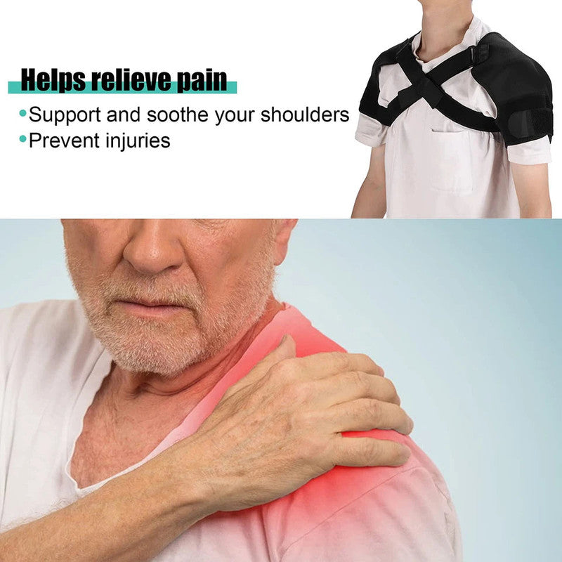 NNEOBA Double Shoulder Brace Wrap Neoprene Compression Sleeve V728-1005006834098718-BLACK-XXL-XXXL