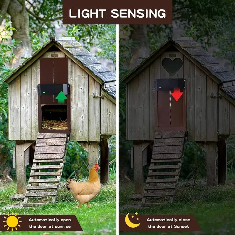 NNETM PCS Automatic Chicken House Coop Door Light-Sensitive Night And Morning Delay Auto Guard Door Opening V728-50712330-COOP-DOOR-CN