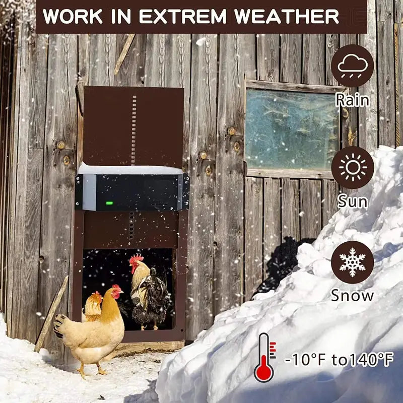 NNETM PCS Automatic Chicken House Coop Door Light-Sensitive Night And Morning Delay Auto Guard Door Opening V728-50712330-COOP-DOOR-CN