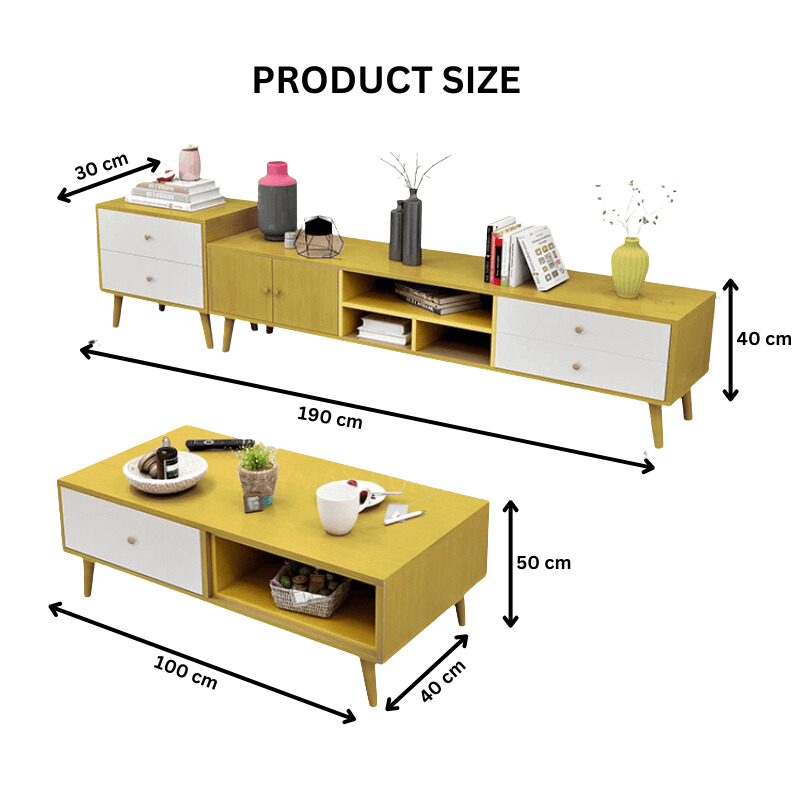 NNECN Modern TV Stand Side table & Coffee Table package for Living Room V728-CN730862