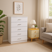 NNECN 5 Layer White Drawer Chest Storage with Bedside Table V728-CN730863