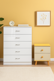 NNECN 5 Layer White Drawer Chest Storage with Bedside Table V728-CN730863
