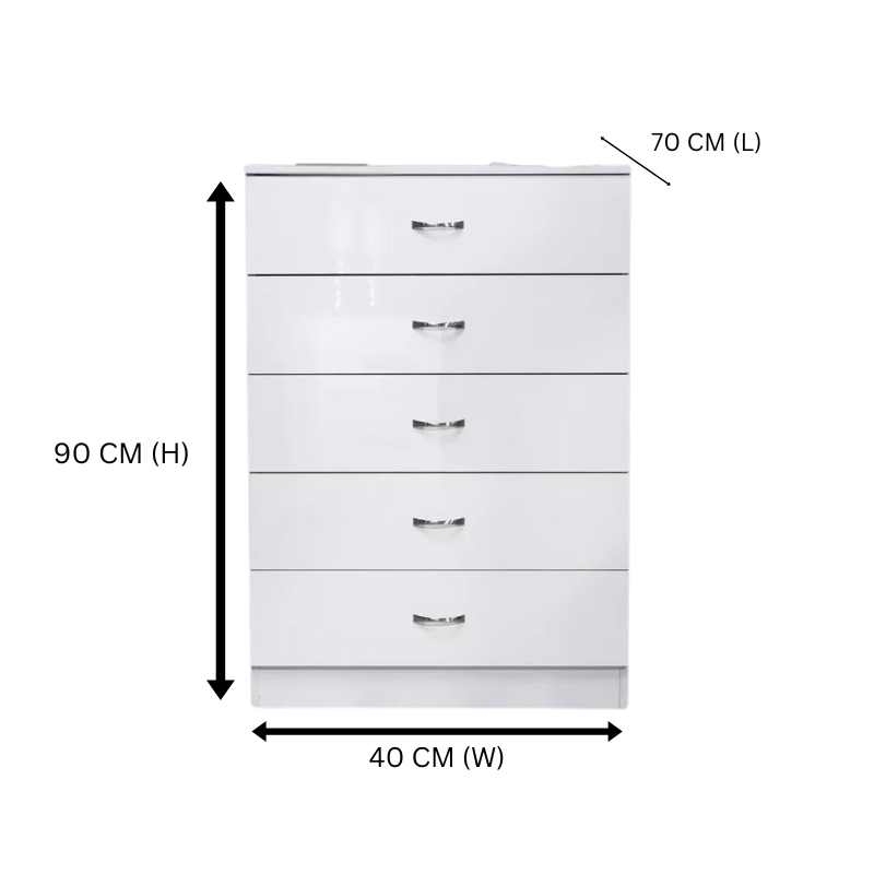 NNECN 5 Layer White Drawer Chest Storage with Bedside Table V728-CN730863