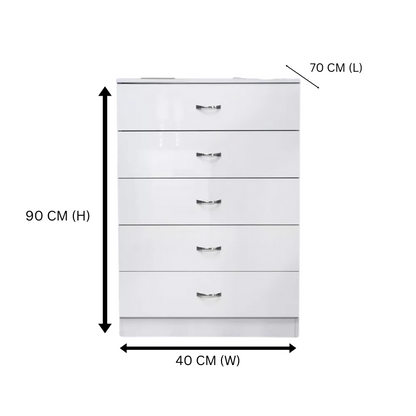 NNECN 5 Layer White Drawer Chest Storage with Bedside Table V728-CN730863