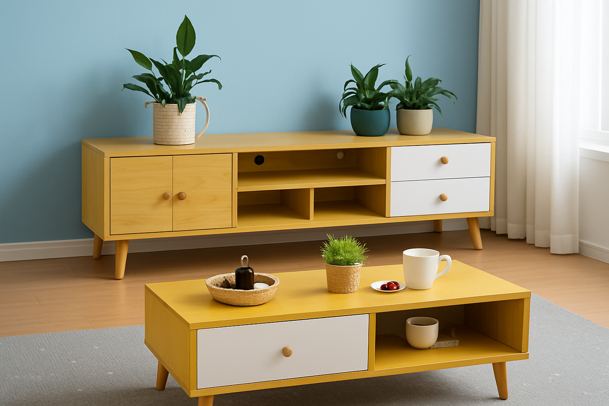 NNECN Modern Living Room TV Stand Table Set V728-CN730864