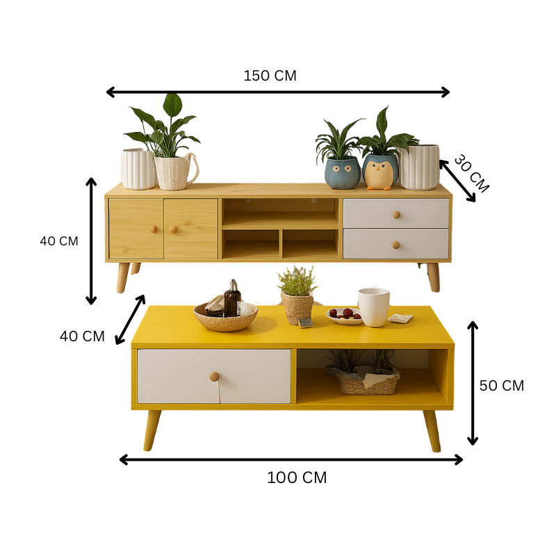 NNECN Modern Living Room TV Stand Table Set V728-CN730864