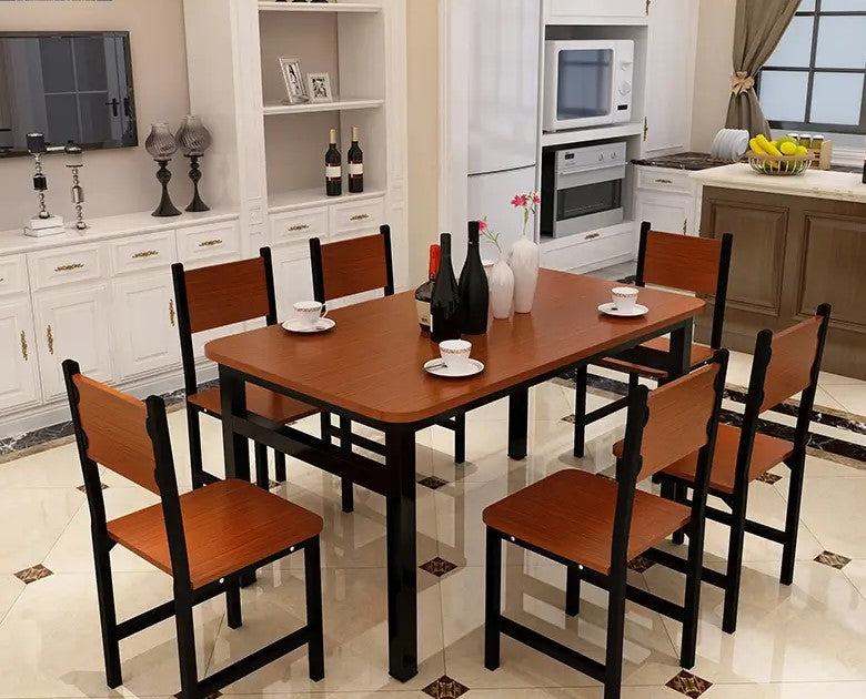 NNECN Wood & Steel Dining Set (Oak & Black) V728-NNE003-DINING-SET