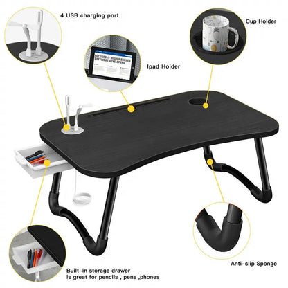 NNECN Laptop Desk Bed Table Tray Folding Breakfast Table Portable Lap Standing Desk Notebook Stand Reading V728-NNE008-LAPTOP-TABLE