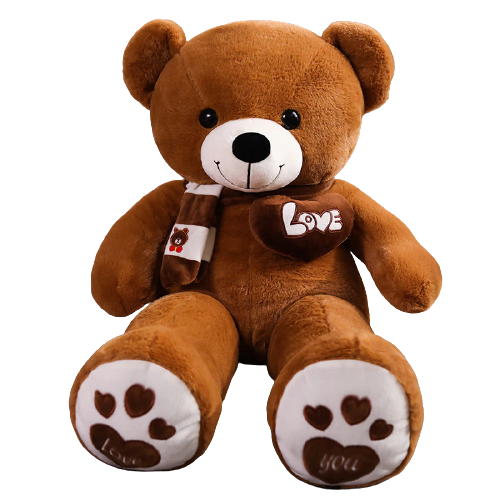 NNECN Huge 100cm Brown Giant Teddy Bear Toys Stuffed Animals Soft Plush Cotton Scarf Bear Hold Pillow Doll V728-NNETEDB
