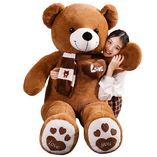 NNECN Huge 100cm Brown Giant Teddy Bear Toys Stuffed Animals Soft Plush Cotton Scarf Bear Hold Pillow Doll V728-NNETEDB