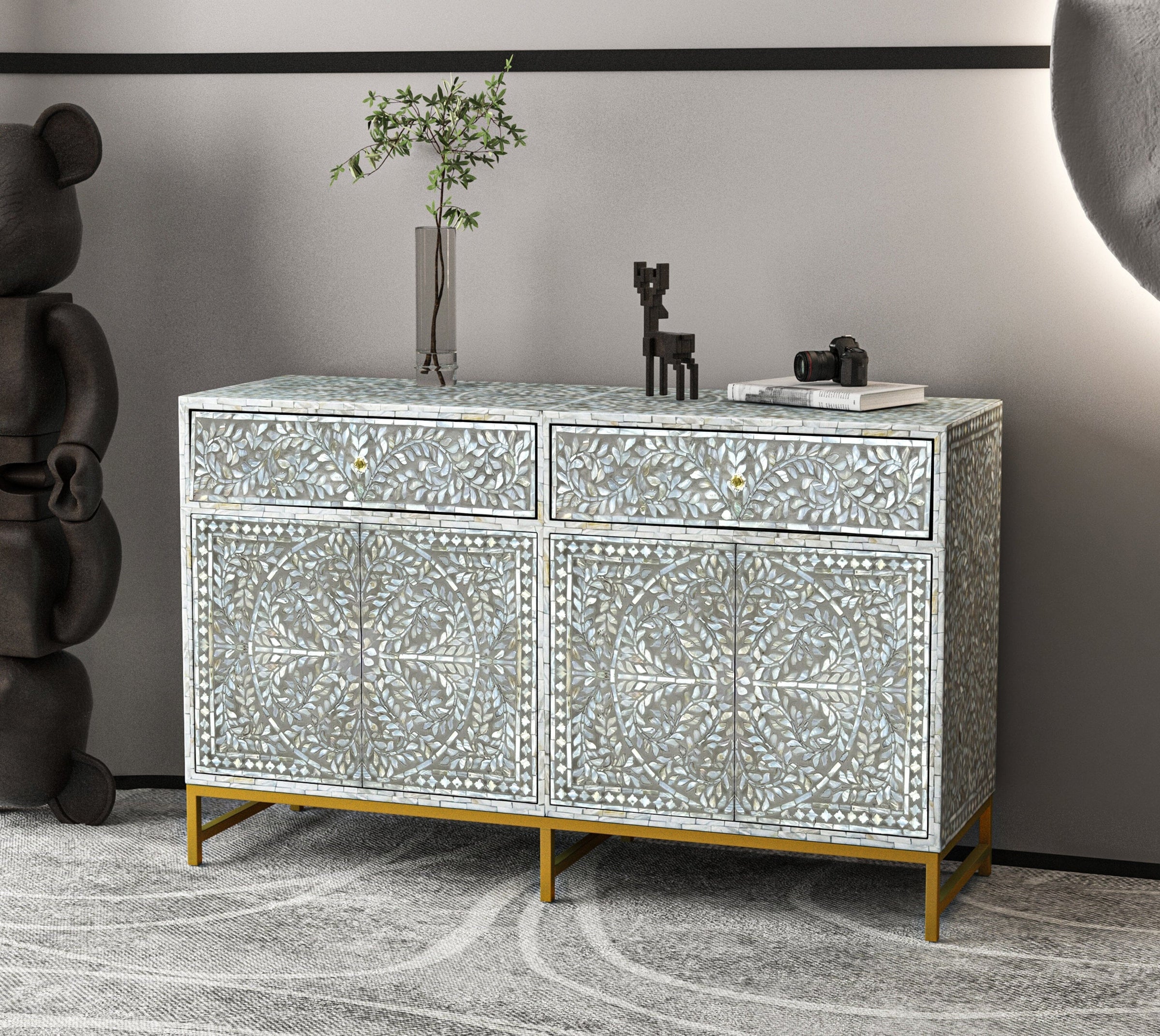 MOTHER OF PEARL HAND MADE SWISH SIDEBOARD V742-FEH10