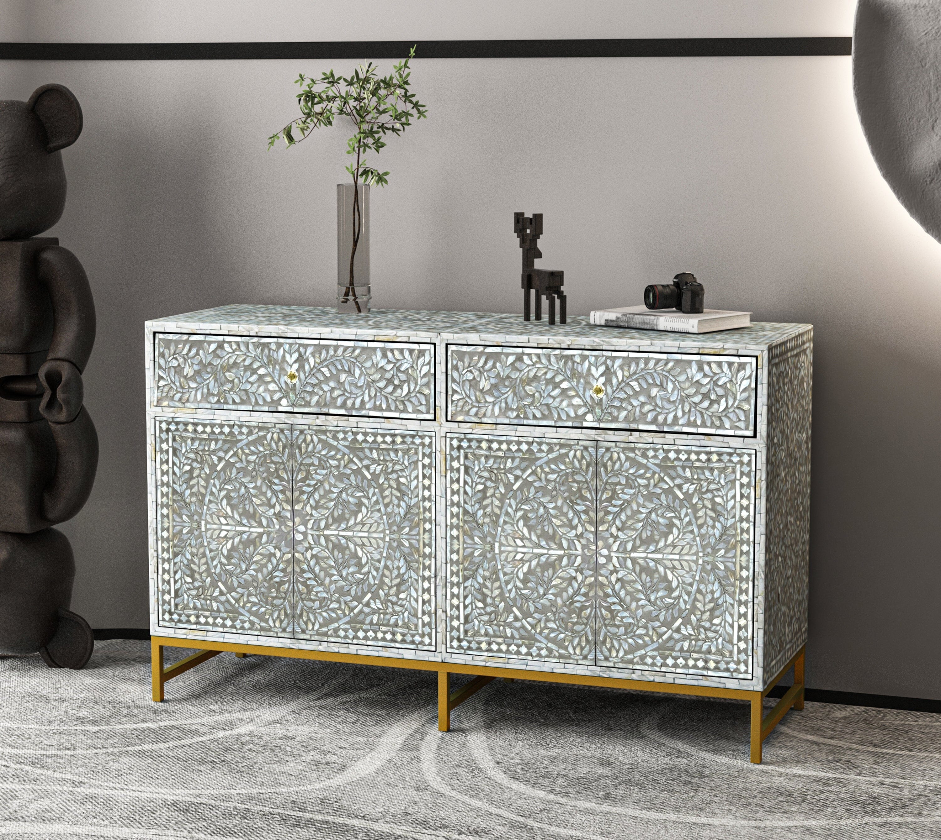 MOTHER OF PEARL HAND MADE SWISH SIDEBOARD V742-FEH10