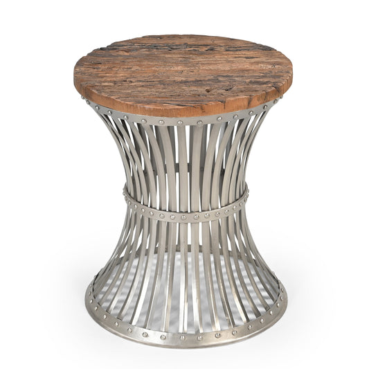 INVERTED WOOD AND IRON SIDE TABLE V742-M10386
