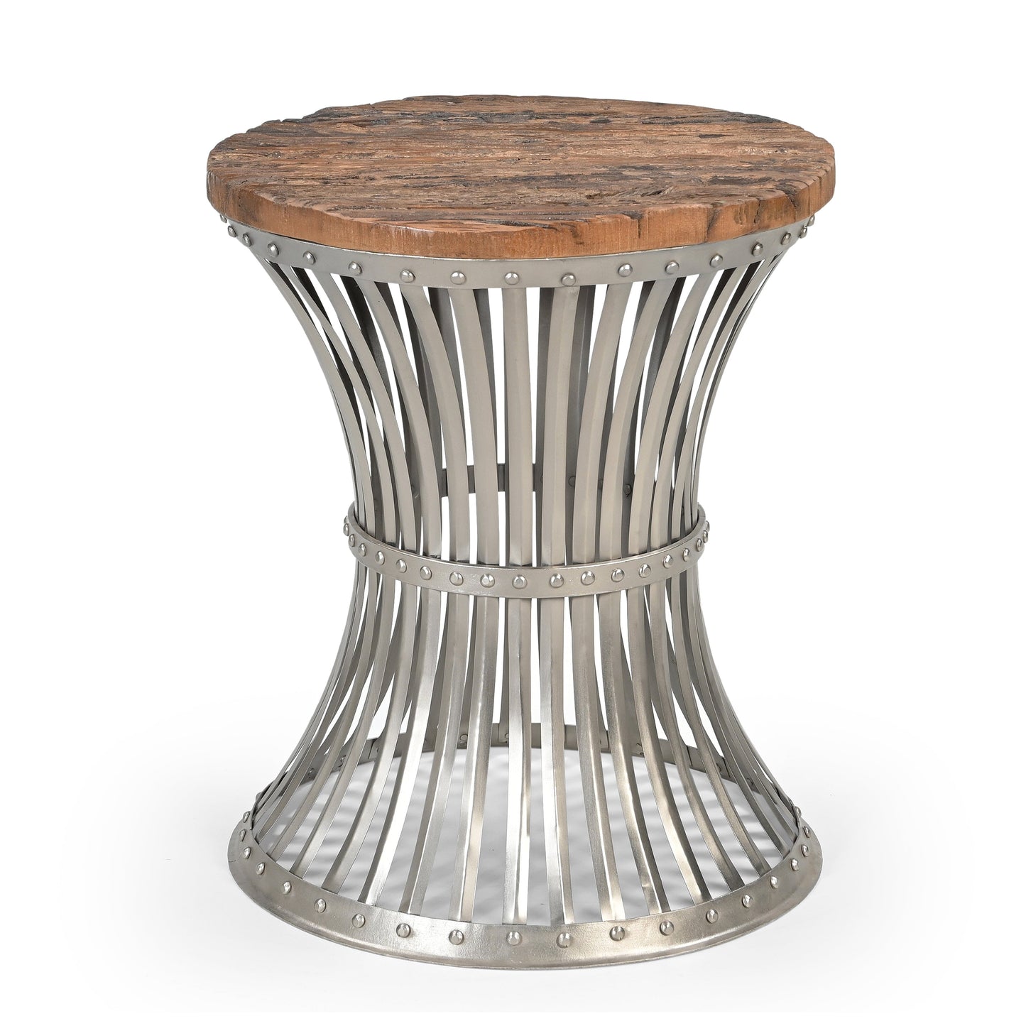 INVERTED WOOD AND IRON SIDE TABLE V742-M10386