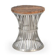 INVERTED WOOD AND IRON SIDE TABLE V742-M10386