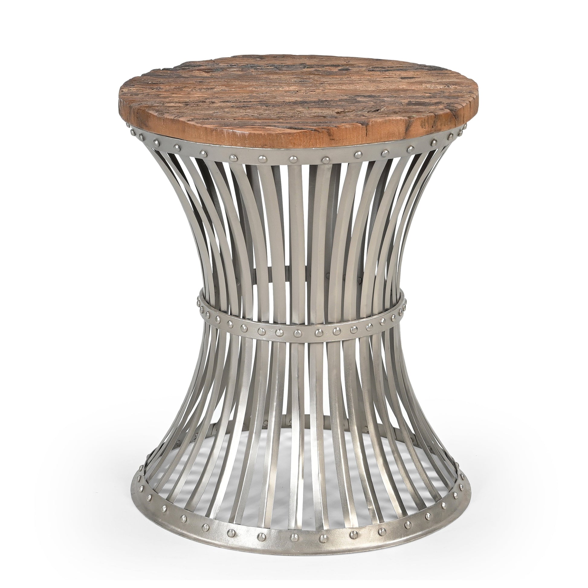 INVERTED WOOD AND IRON SIDE TABLE V742-M10386