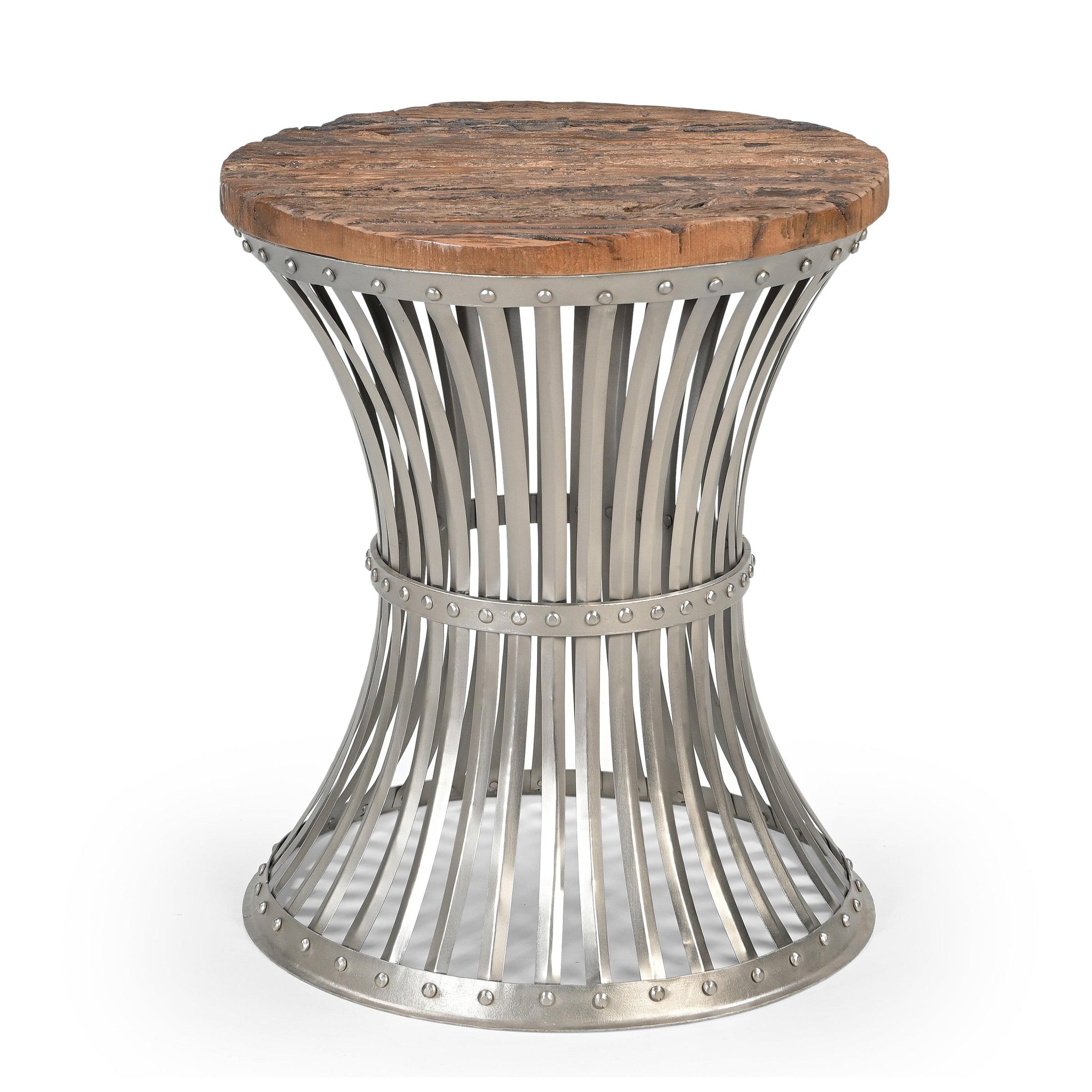 INVERTED WOOD AND IRON SIDE TABLE V742-M10386