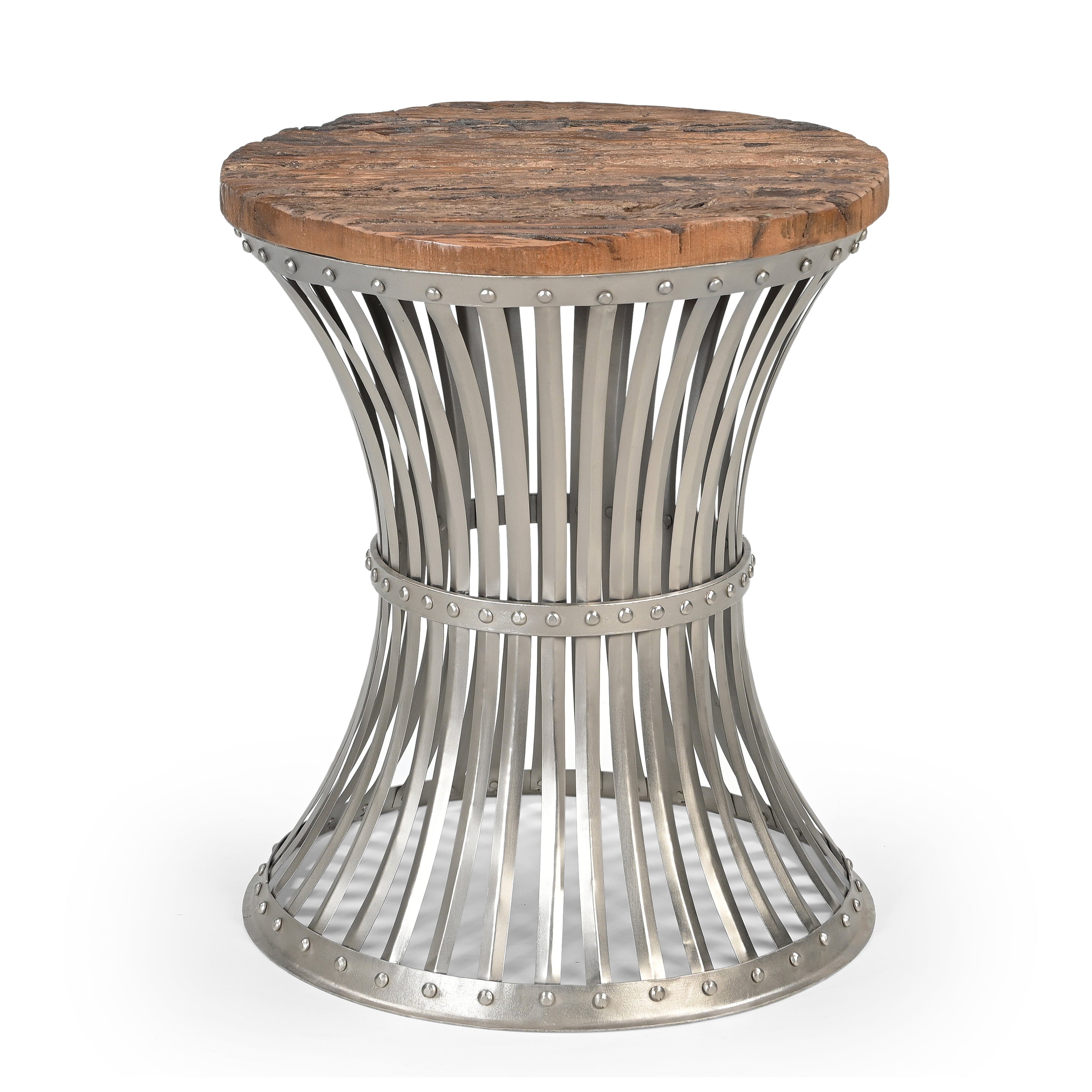 INVERTED WOOD AND IRON SIDE TABLE V742-M10386