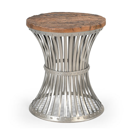 INVERTED WOOD AND IRON SIDE TABLE V742-M10386