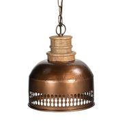 COPPER CUT-OUT AND WOOD LAMPSHADE V742-M10836