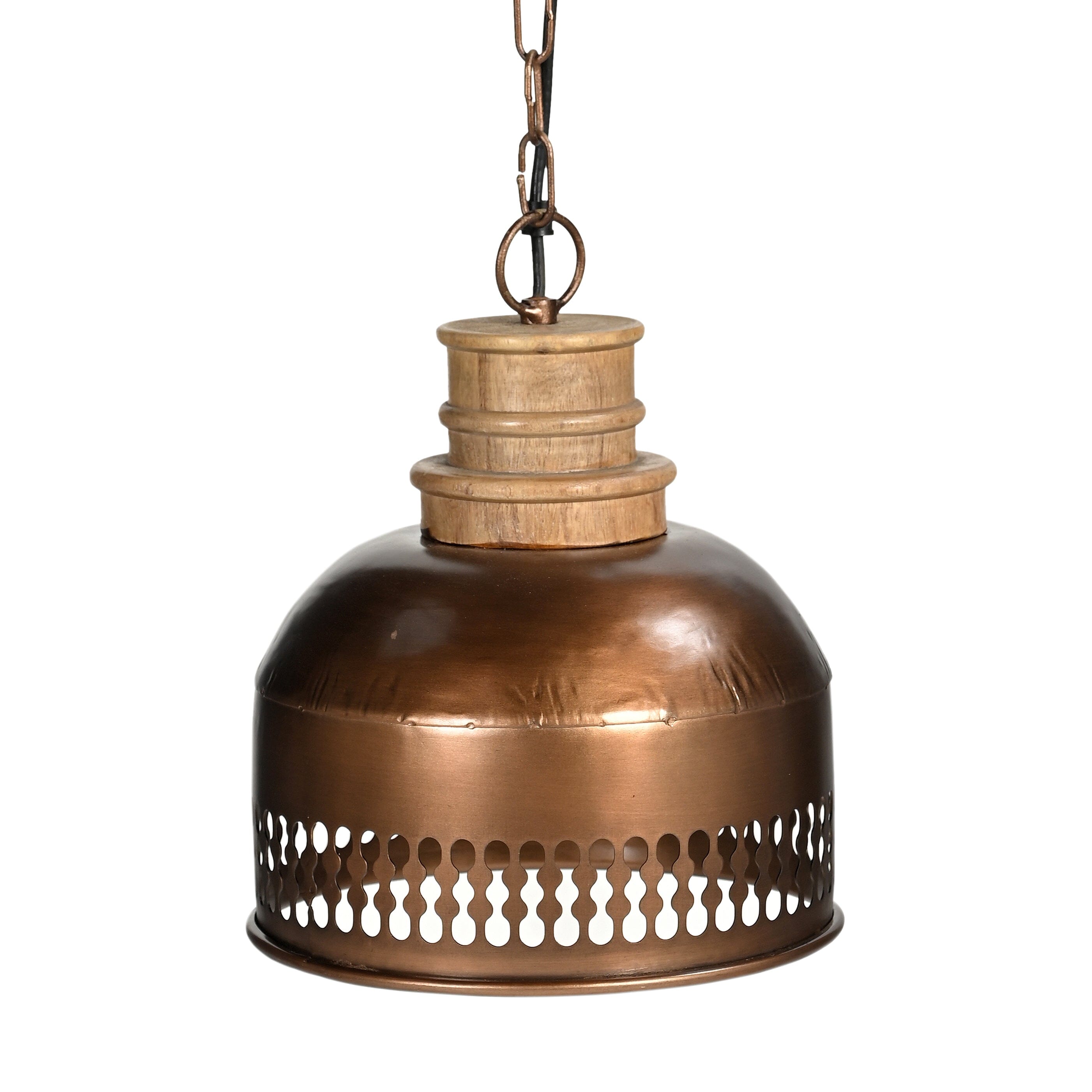 COPPER CUT-OUT AND WOOD LAMPSHADE V742-M10836