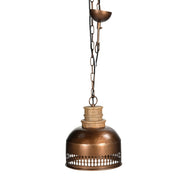 COPPER CUT-OUT AND WOOD LAMPSHADE V742-M10836