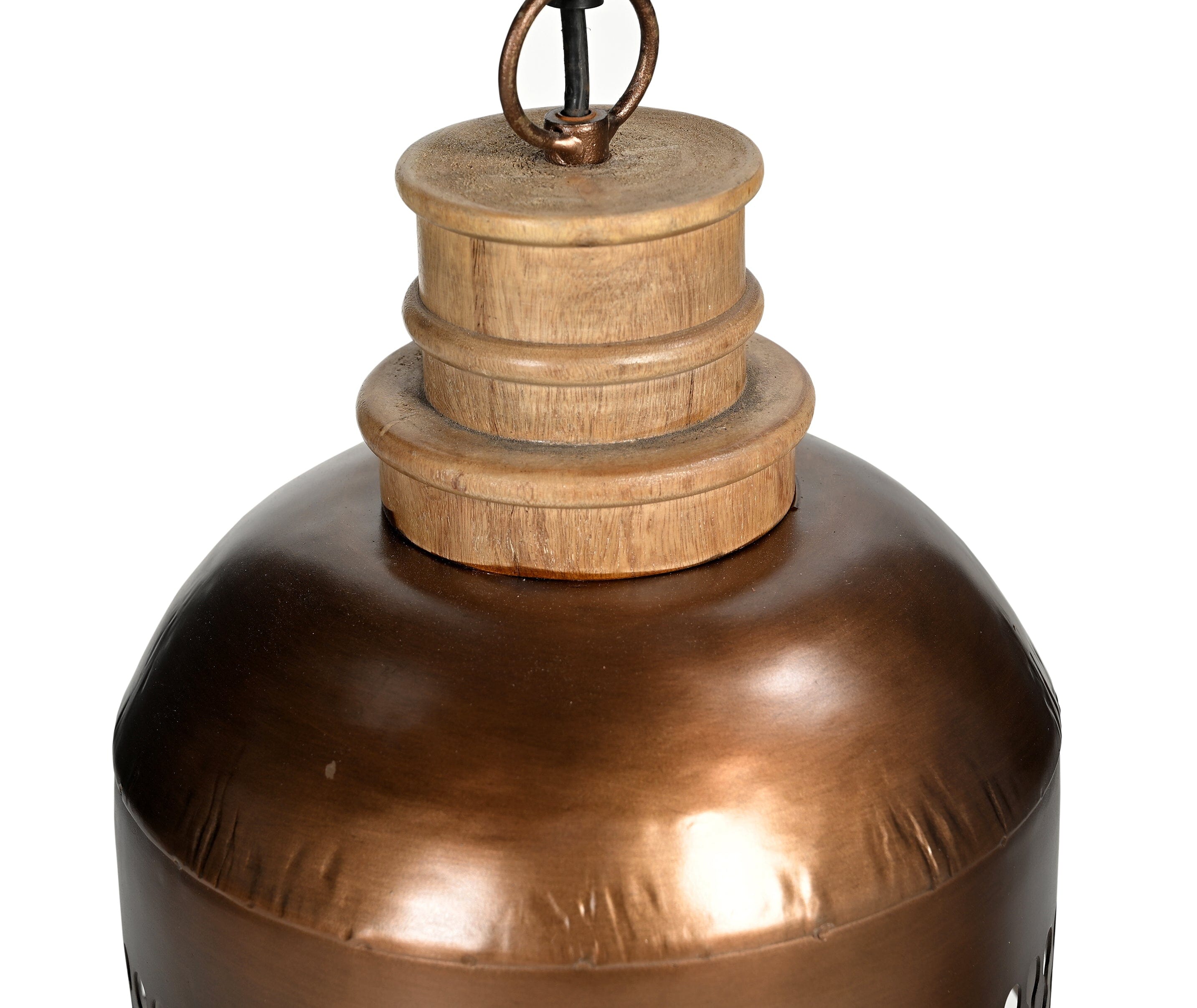 COPPER CUT-OUT AND WOOD LAMPSHADE V742-M10836