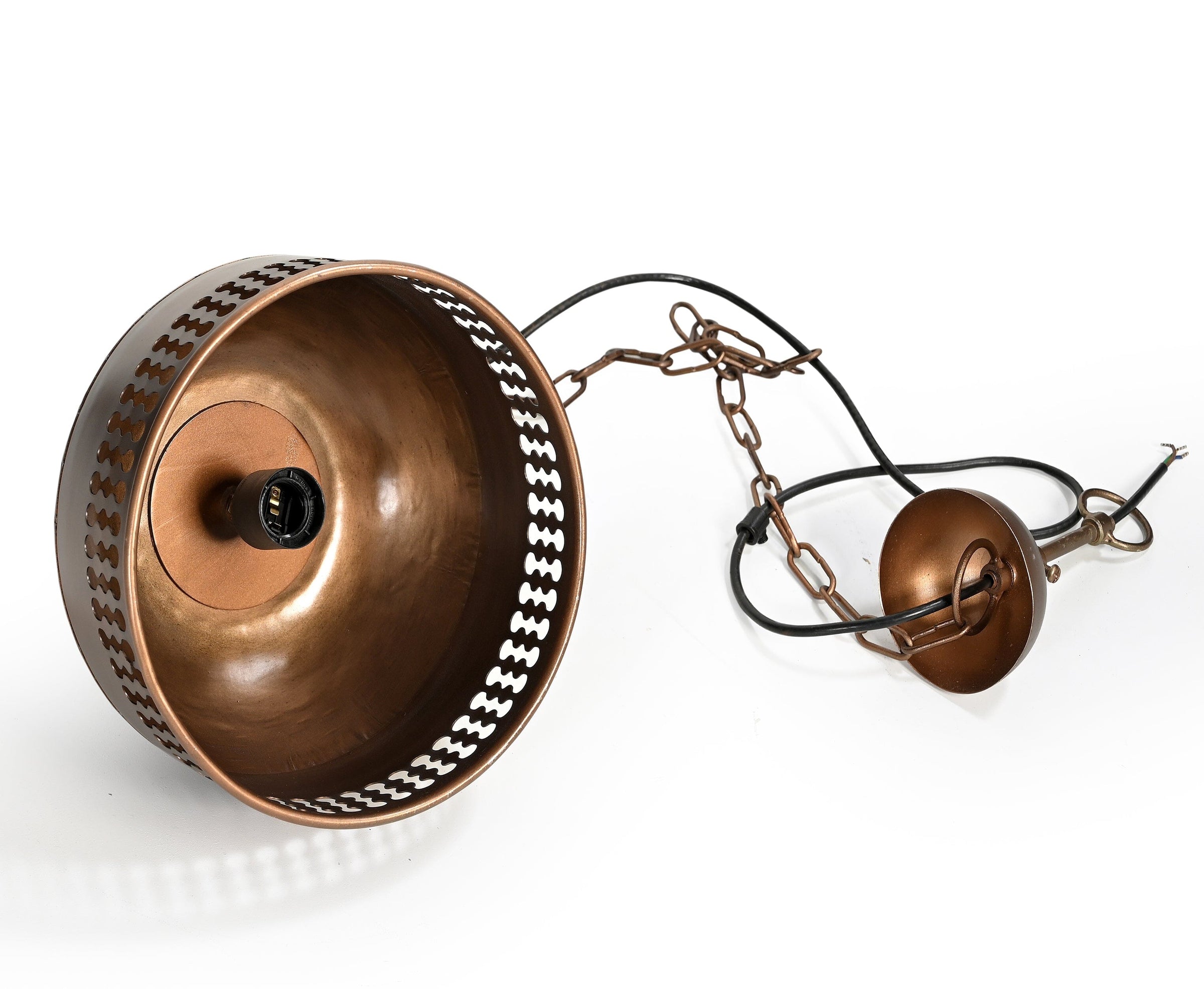 COPPER CUT-OUT AND WOOD LAMPSHADE V742-M10836