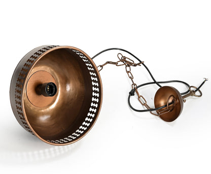 COPPER CUT-OUT AND WOOD LAMPSHADE V742-M10836