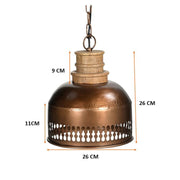 COPPER CUT-OUT AND WOOD LAMPSHADE V742-M10836