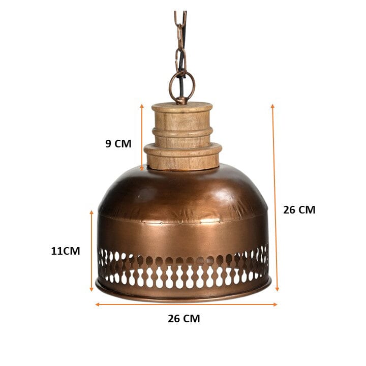 COPPER CUT-OUT AND WOOD LAMPSHADE V742-M10836