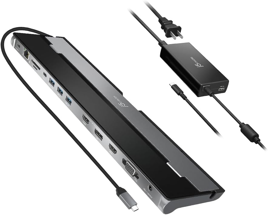 (Refurbished) JCD543P USB-C Triple Display Docking Station with 100W PD adaptor (USB-C to VGA/HDMI/DP, RJ45, V743-CY972
