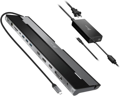 (Refurbished) JCD543P USB-C Triple Display Docking Station with 100W PD adaptor (USB-C to VGA/HDMI/DP, RJ45, V743-CY972