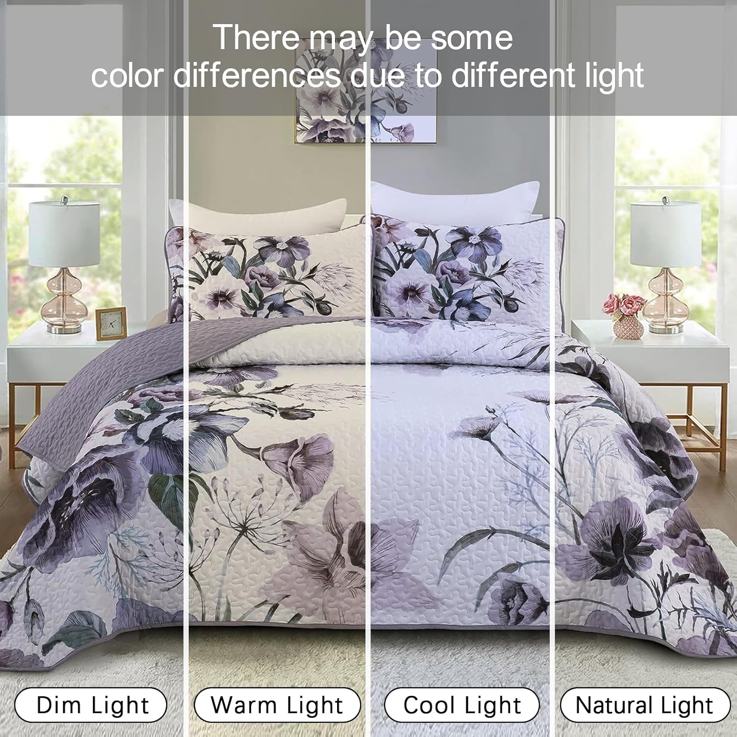 Romantic Wildflower Soft Cozy 3 Pc Bedspread & Pillow Cover Set V745-AC080301Q13U