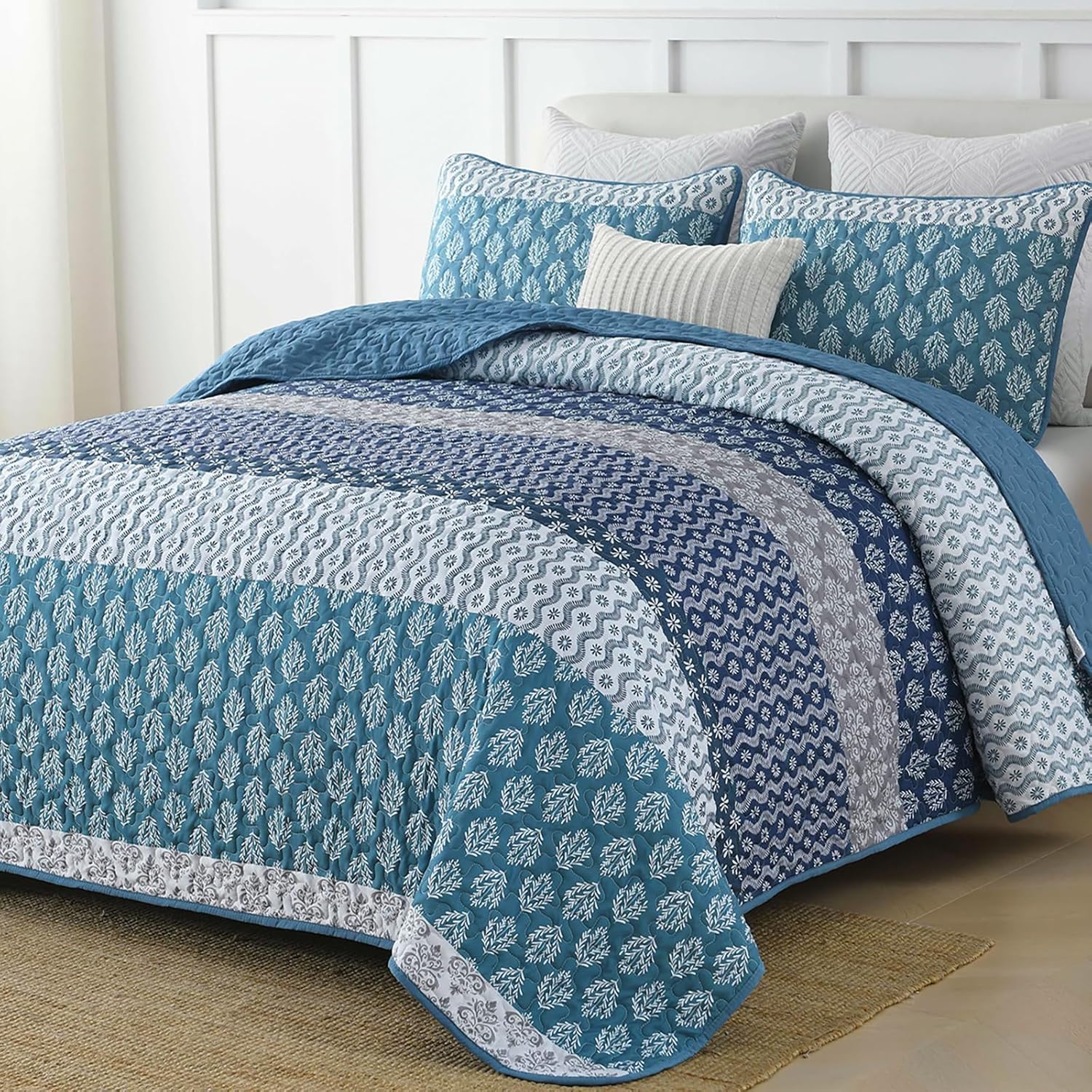 Classic Hydrangea Soft Quilted 3 Pc Bedspread & Pillow Cover Set V745-AC080501Q13U