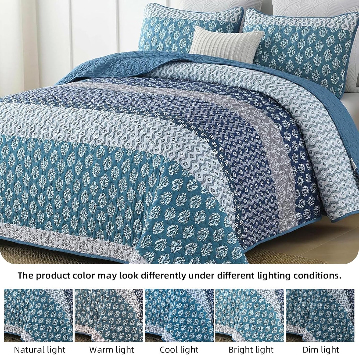 Classic Hydrangea Soft Quilted 3 Pc Bedspread & Pillow Cover Set V745-AC080501Q13U
