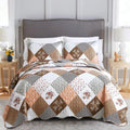 Gleaming rust brown colo patchwork 3 Pc XL Bedspread & Pillow Cover Set V745-AC090275AH