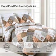 Gleaming rust brown colo patchwork 3 Pc XL Bedspread & Pillow Cover Set V745-AC090275AH