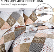 Gleaming rust brown colo patchwork 3 Pc XL Bedspread & Pillow Cover Set V745-AC090275AH