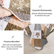 Gleaming rust brown colo patchwork 3 Pc XL Bedspread & Pillow Cover Set V745-AC090275AH