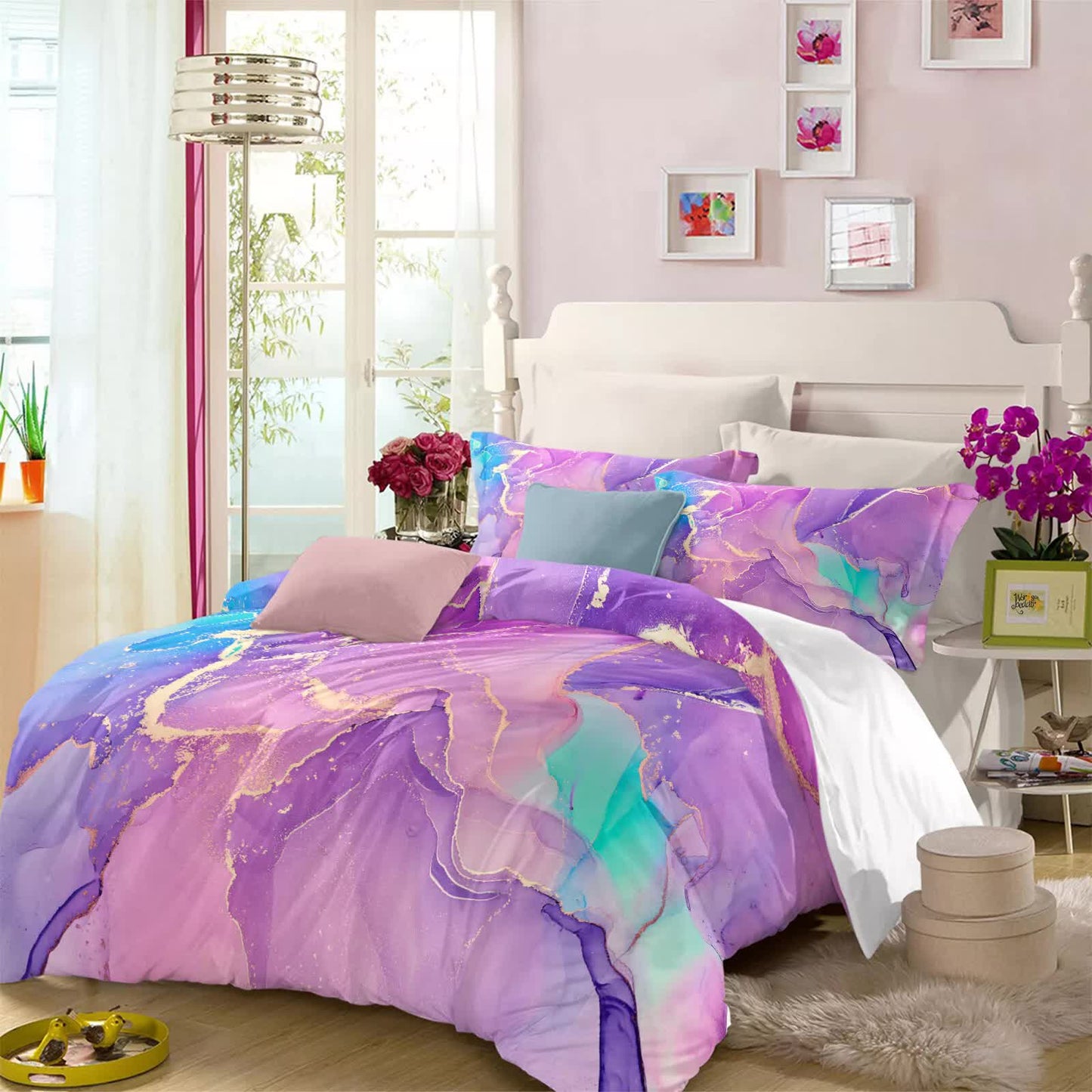 Modern Stripes Duvet Cover Set - Wrinkle-Resistant Material-King V745-AQ043336K3
