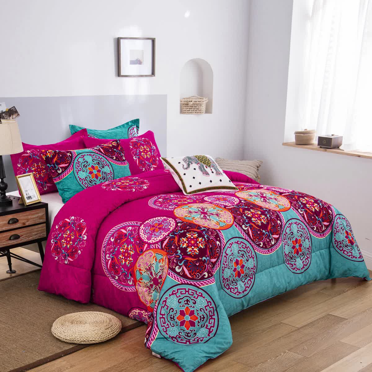Aesthetic Glow Floral 3-Piece Comforter Set with Matching Shams V745-MAB010185AJ3