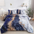 Blue Marble Comforter Set, King Size, Retro Watercolor 3-Piece Bedding Ensemble V745-MAB010362AJ3