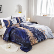 Blue Marble Comforter Set, King Size, Retro Watercolor 3-Piece Bedding Ensemble V745-MAB010362AJ3